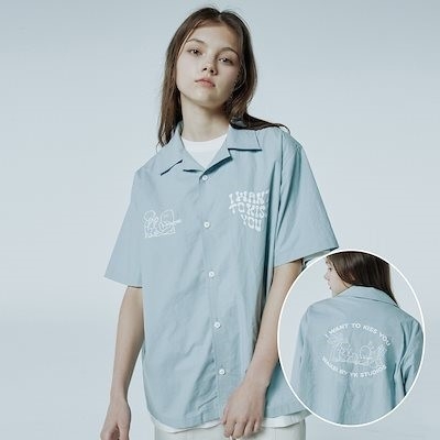 WaiKei Puppy dolphin open collar shirts SKYBLUE