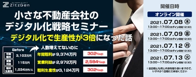 デジタル活用で儲かるようになった不動産会社の事例解説 『小さな不動産会社のデジタル化戦略セミナー』 7月8日より順次開催
