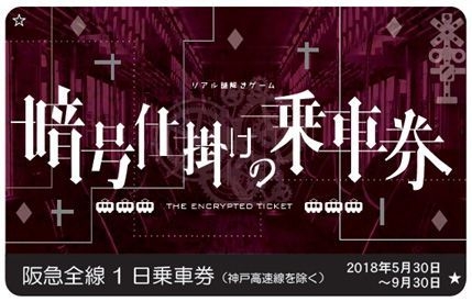 沿線周遊型リアル謎解きゲーム「暗号仕掛けの乗車券～阪急神戸線編～」 謎解きキットの乗車券のイメージ