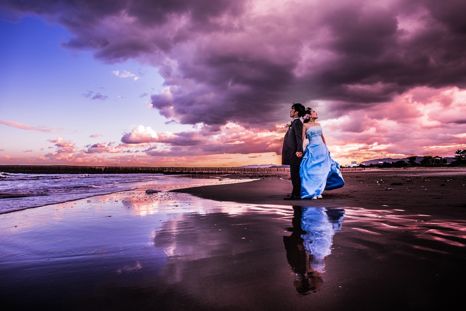 海でのドラマチックな撮影