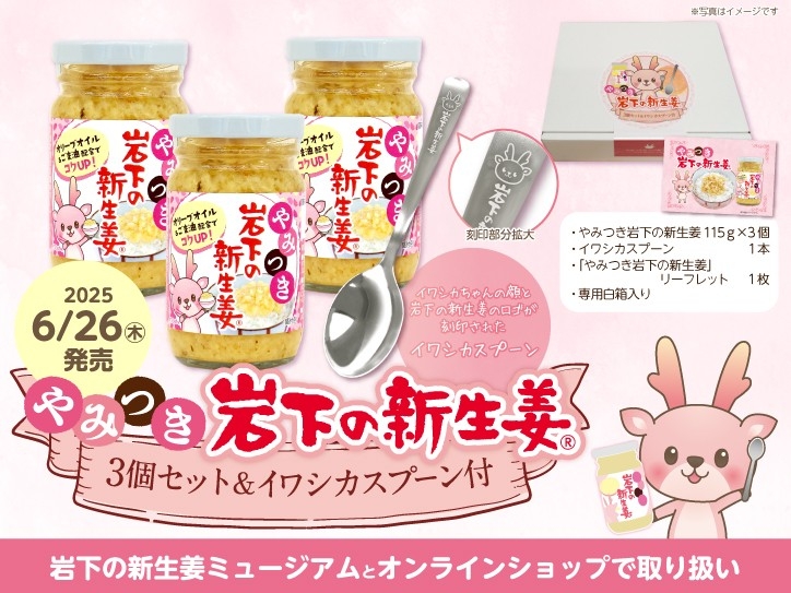 「やみつき岩下の新生姜3個セット＆イワシカスプーン付」6月26日新発売