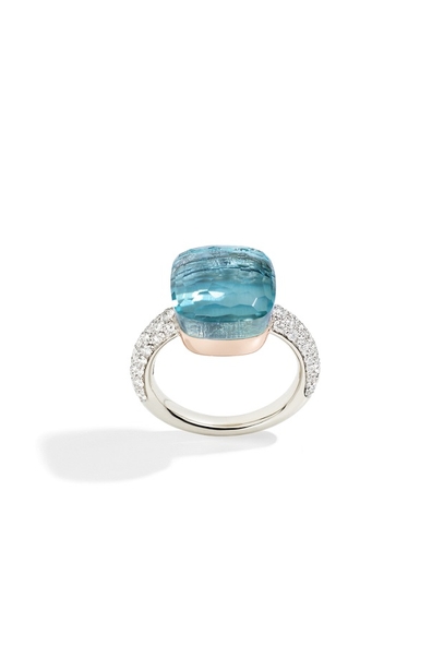 Nude_blue topaz and　diamonds ring