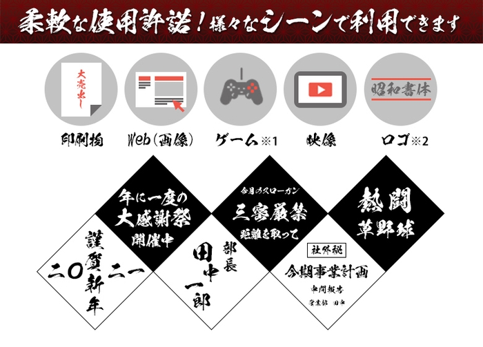 柔軟な使用許諾で様々なシーンで利用できます