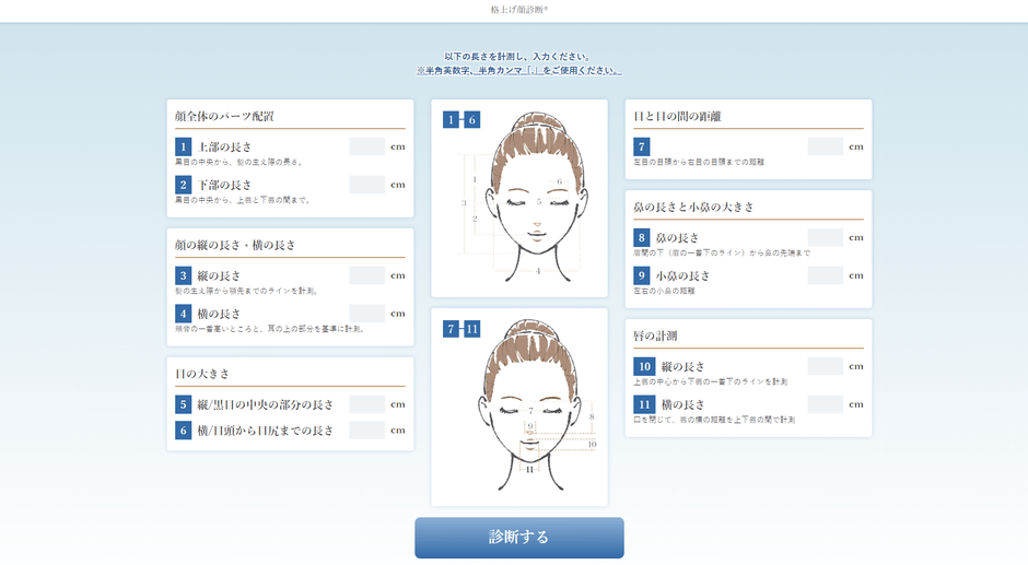 顔診断アプリ入力画面