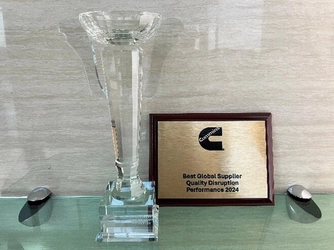 大同メタル工業、米国カミンズ社より 「Best Global Supplier Quality  Disruption Performance 2024」を受賞