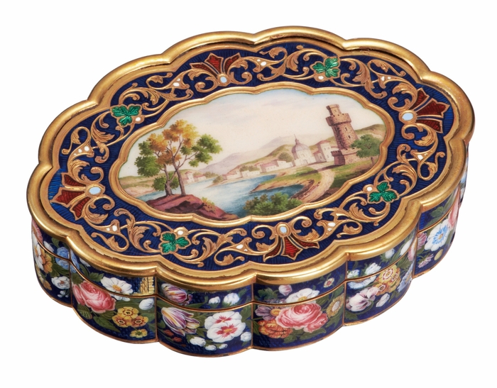 hoto.03 金台エナメル仕上げ風景模様嗅ぎたばこ入れ フランス 19世紀