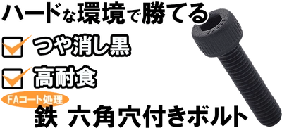 高耐食のつや消し黒色「FAコート 六角穴付きボルト」紹介