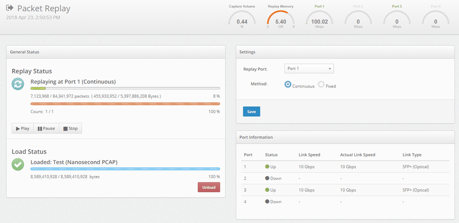 パケットリプレイ画面