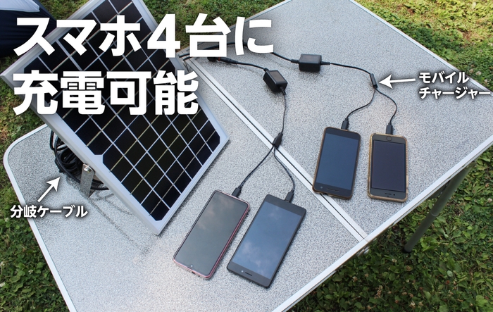 サンチャージ12スマホ4台充電中