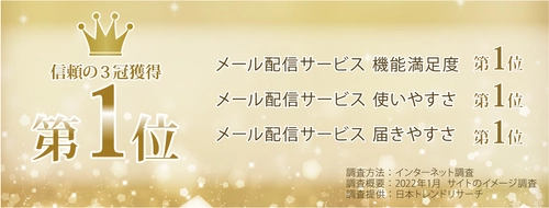 メール配信サービスオレンジメール、「機能満足度 No.1」 「使いやすさ No.1」「届きやすさ No.1」の三冠を獲得！