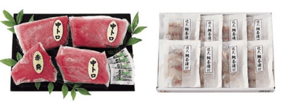 近大マグロセット（左）、近大鯛茶漬けセット（右）