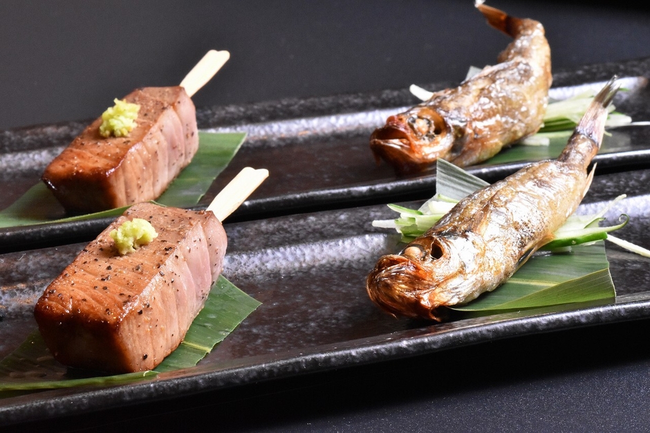 天然本まぐろ串焼き+めひかり一夜干し