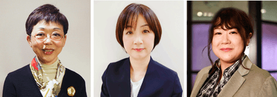 (バベルメソッド社 主要メンバー) 左:開発顧問 横山 紀子特任教授、中央:代表取締役 鈴木 章代、右:取締役 深井 朋子