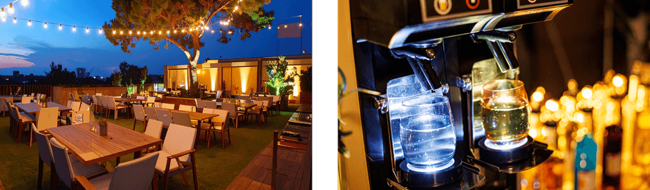 ゆったりとした空間とフリーフローのドリンク