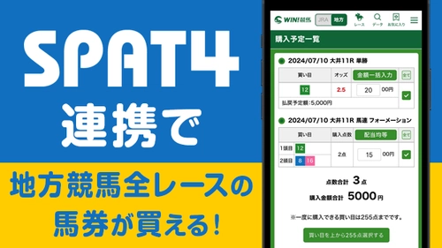 『WIN!競馬』が地方競馬公式サービス 『SPAT4』との馬券投票連携をスタート！