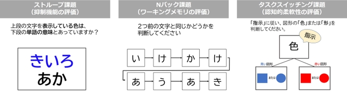 実行機能の評価に使用した課題の一例