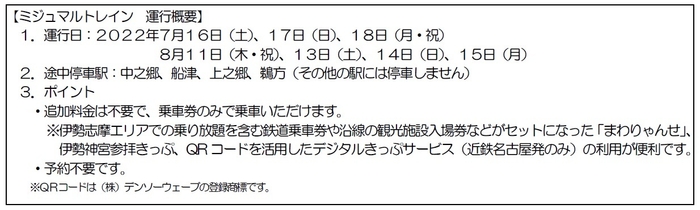 ミジュマルトレイン 運行概要