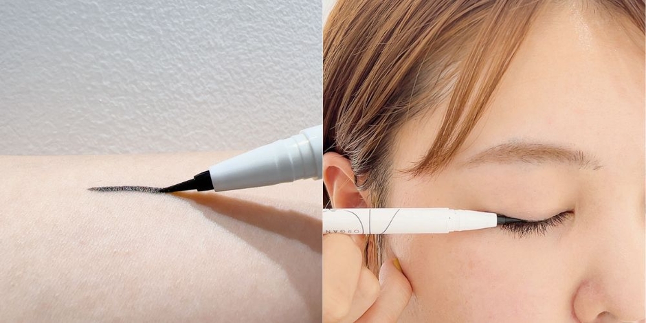 筆を寝かせて書くことがポイント。寝かせることで筆が安定して、簡単にラインを引くことが出来ます。