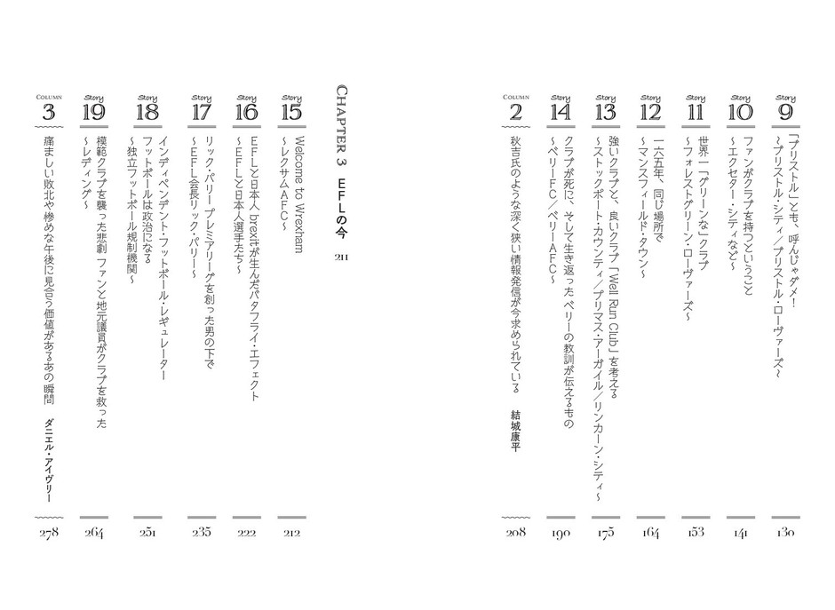 『EFL プレミアリーグの下に息づくもうひとつの英国フットボール』(秋吉圭 著)目次②