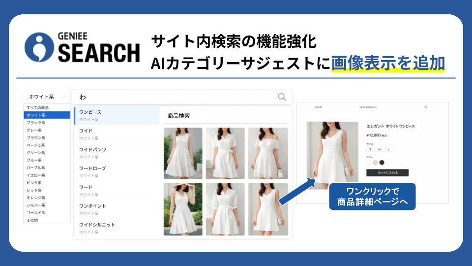 GENIEE SEARCHの「AIカテゴリーサジェスト」に画像表示を追加し、検索CTRの向上と離脱率低減を実現