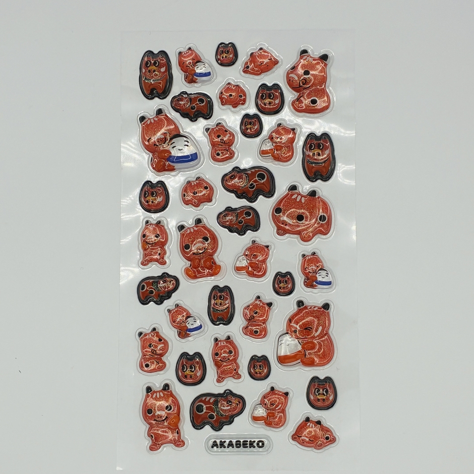 赤べこぷっくりキラキラシール全体画像