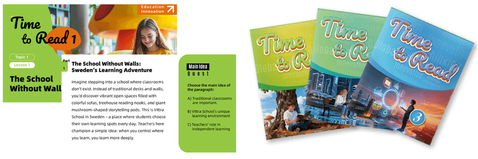 「Time to Read」のレッスンスライドと予習・復習用テキスト