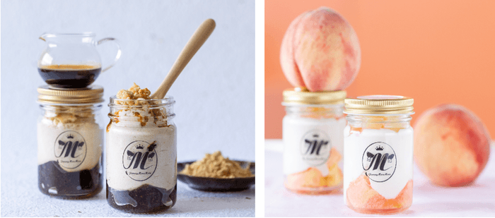 <黒蜜きなこティラミス&ピーチティラミス>