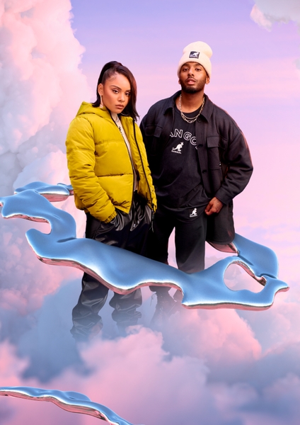 (左)リブトップス¥2,499 ショートパファージャケット¥5,999(右)ニットキャップ¥1,299 オーバーサイズTシャツ¥2,999(オンライン限定) オーバーサイズジャケット¥7,499 パンツ(参考商品)