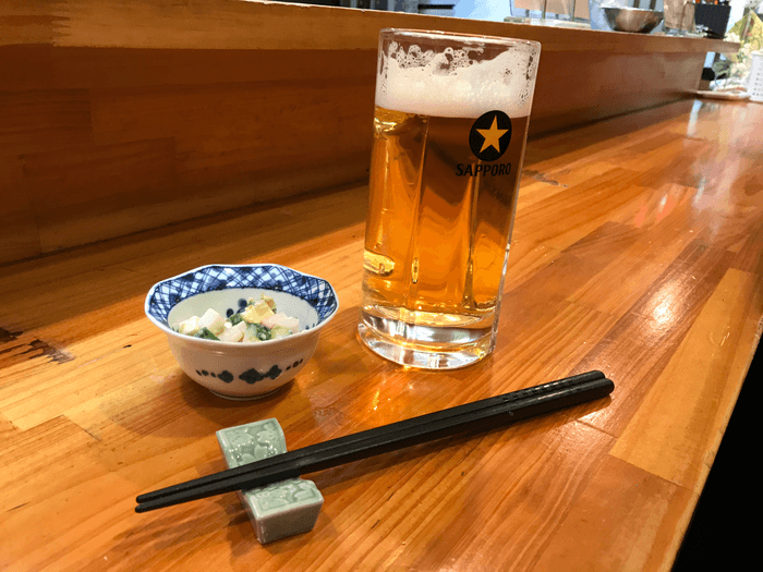 生ビールとお通し