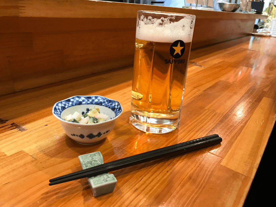 生ビールとお通し