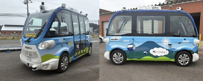 域内を走行する自動運転EVバス