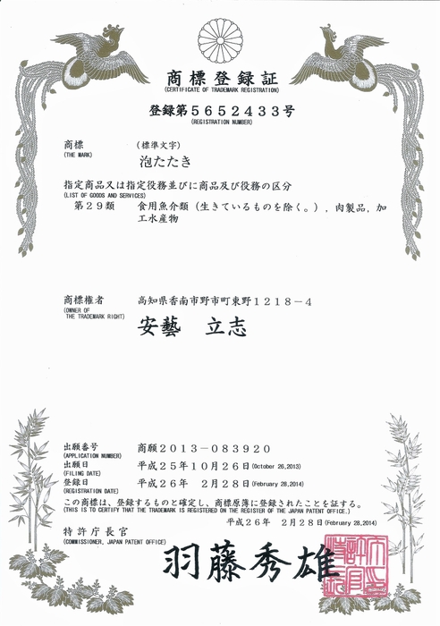 商標登録証