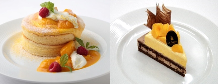 左)近大マンゴー ヨーグルトパンケーキ 右)デリス近大マンゴー