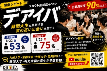 【開催レポート】福岡53名・大阪75名が参加！スカウト型就活イベント「デアイバ」を開催｜難関大生も集結する質の高い出会いを創出