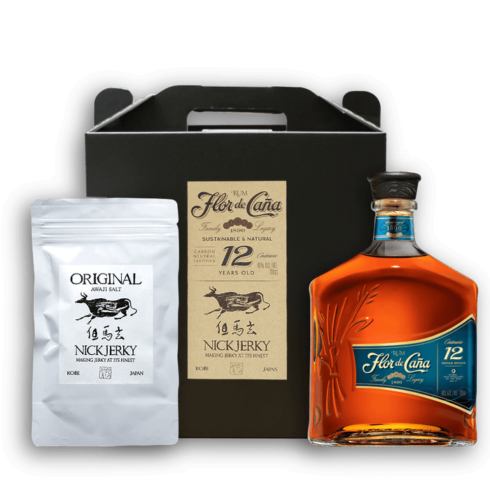【フロール・デ・カーニャ12年】と【NICK JERKY 但馬玄ビーフジャーキー】