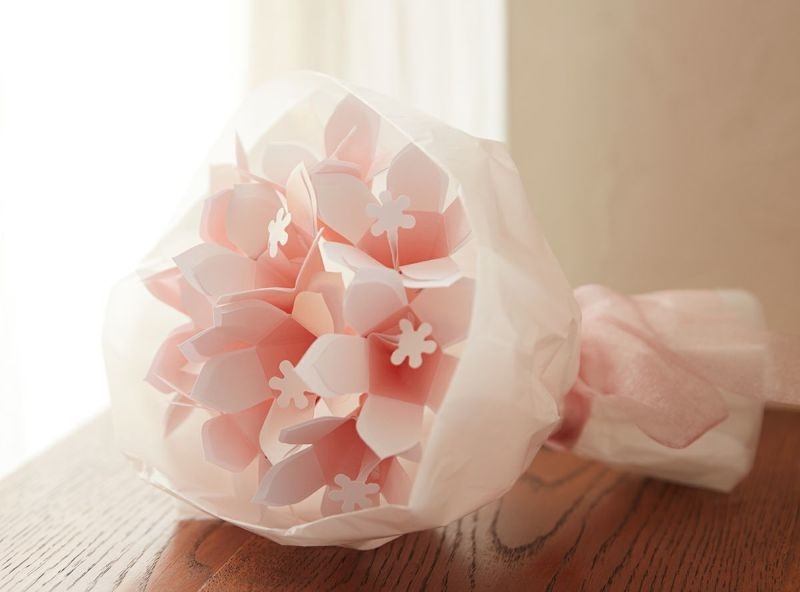 色紙 花束 二つ折りメッセージボード 卒業 赤バラ 大 ピンクバラ