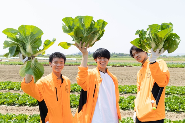 新入社員が野菜の収穫を体験しました(5月)