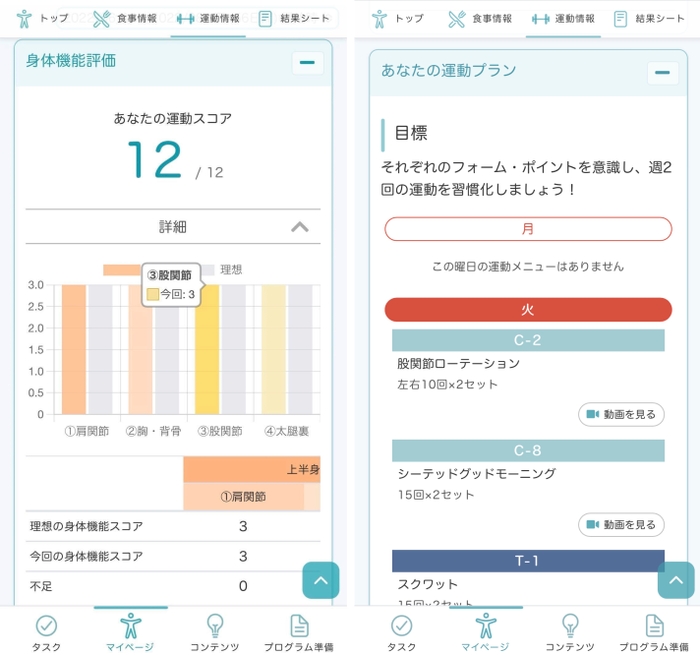 運動スコア・運動プラン例