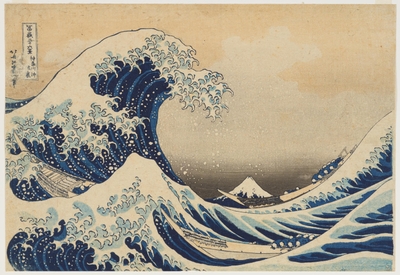 題材となった作品:「冨嶽三十六景・神奈川沖浪裏」葛飾北斎筆 江戸時代・19世紀 東京国立博物館蔵