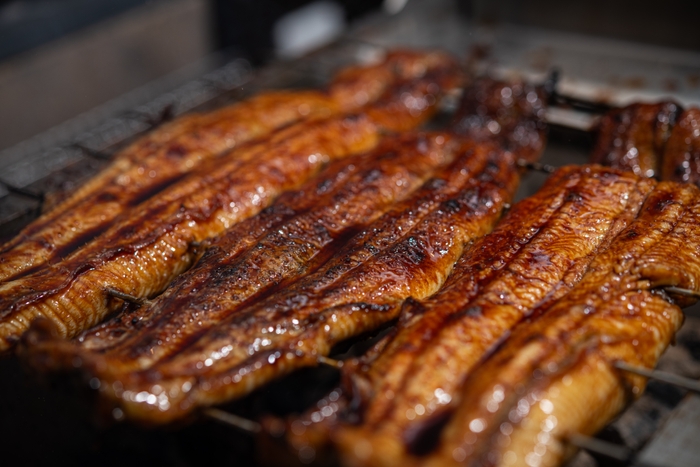 炭火でじっくりと焼き上げる翠川の鰻