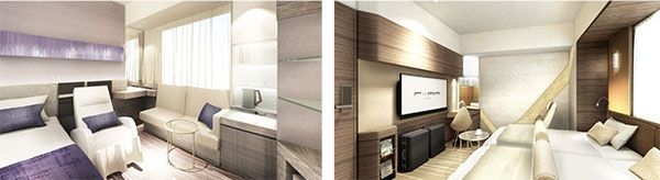 【内装例】(左)ダブルルーム(右)ツインルーム