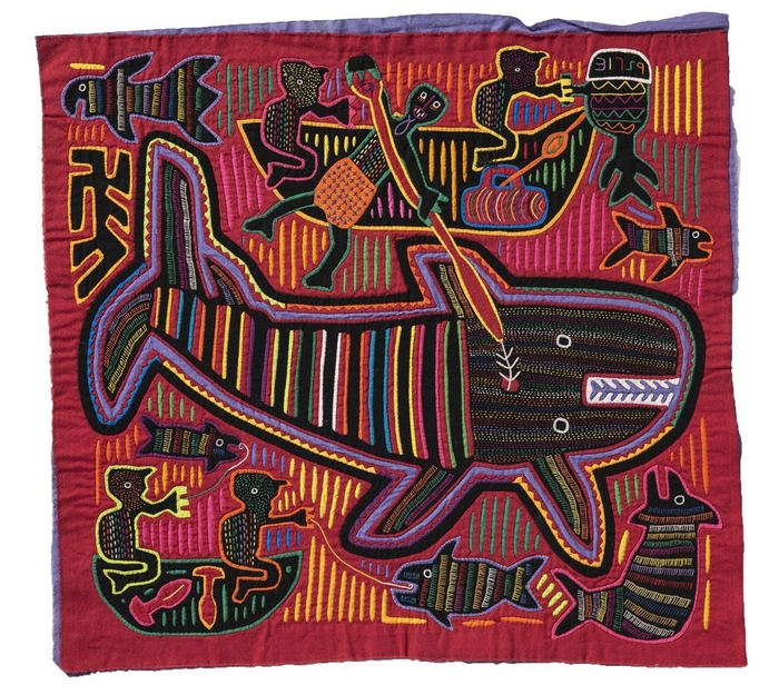 漁のようすを描いたモラ 1970年代 Mola from Elisabeth Hans Collection. (c) Diana Marks.