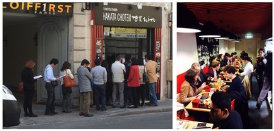 行列のできるラーメン店として知られるパリの「博多ちょうてん オペラ店」