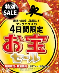 帰省・年越し準備に！ マックハウスの4日限定「お宝セール」開催！