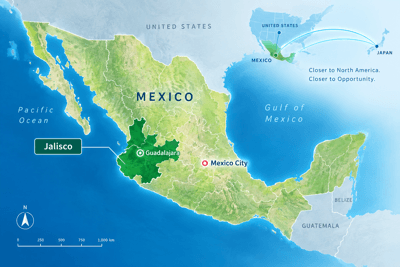 メキシコ・ハリスコ州の位置(生成AIによるイメージ)