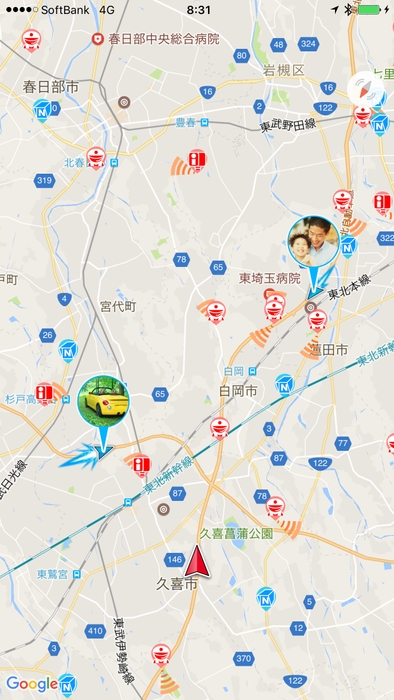 基本の地図画面