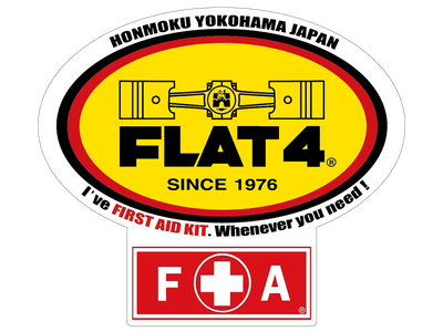 救急キット車載を伝える「FLAT4オリジナルFAステッカー」