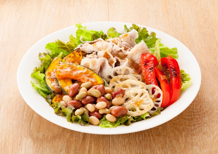 和豆と焼き野菜のサラダ(「和豆ミックス」使用)