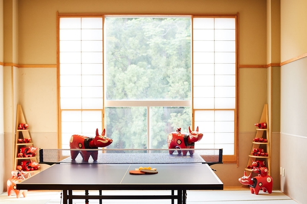 館内には至るところに赤べこが