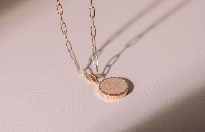 Rose coin necklace